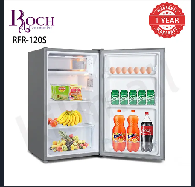 ROCH 93Ltrs Single Door Fridge RFR-120SM Silver Energy Saving And Low Noise Interior Led Light 1 Year Warranty