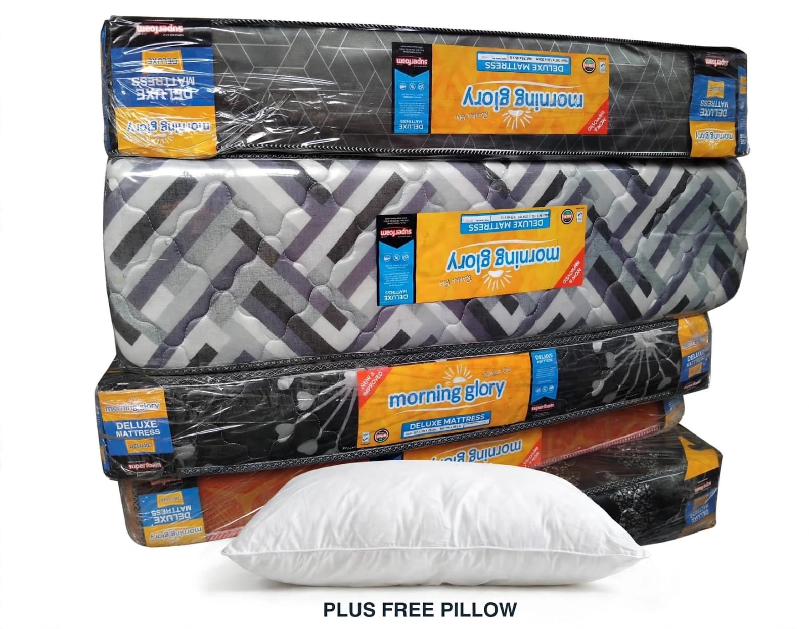 4by6by6 Plain Superfoam morning glory mattress and 1 free pillow >Random colour dispartch