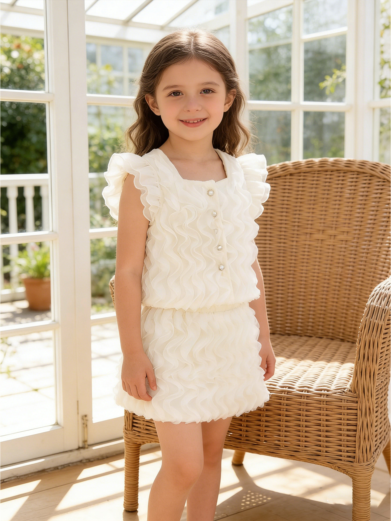 Kids Girls Summer Dress 2 Piece Set – Princess Spliced Puffy Sleeve Top +  Skirt Casual Party Wear for Baby Girl (Size 4-8Y)