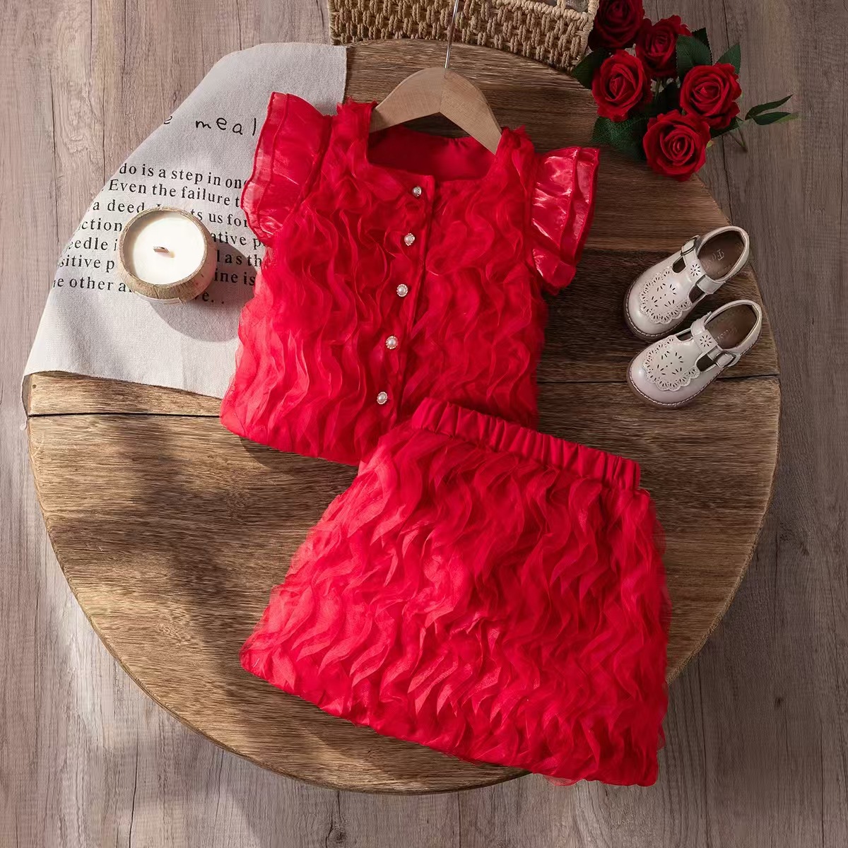 Kids Girls Summer Dress 2 Piece Set – Princess Spliced Puffy Sleeve Top +  Skirt Casual Party Wear for Baby Girl (Size 4-8Y)