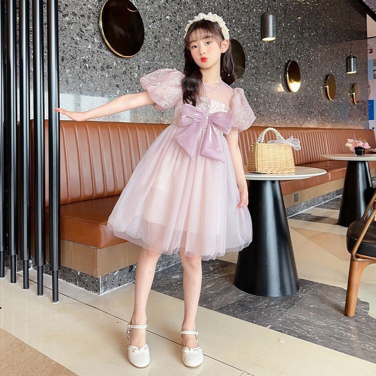 New Arrival Girls Summer Dress Fashion Tulle Princess Dress, Stylish 2Pcs Outfit Cute Elegant Kids Party Clothing For Little Girls