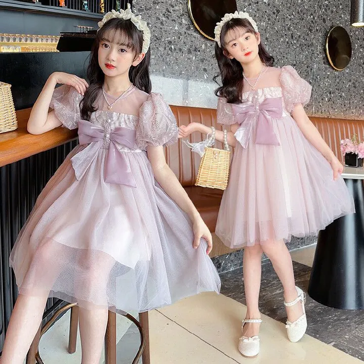 New Arrival Girls Summer Dress Fashion Tulle Princess Dress, Stylish 2Pcs Outfit Cute Elegant Kids Party Clothing For Little Girls