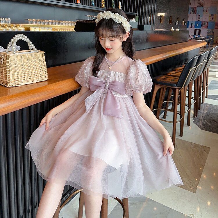 New Arrival Girls Summer Dress Fashion Tulle Princess Dress, Stylish 2Pcs Outfit Cute Elegant Kids Party Clothing For Little Girls