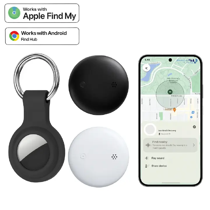 Dual System iOS/ Android Wireless Tag Locator with GPS Tracker,  Mini Global Tracking for Pet, Kids, Items/ luggage, IP67 Waterproof, Replaceable battery (12- months)