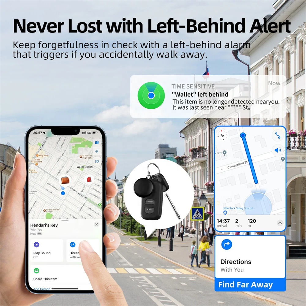 Dual System iOS/ Android Wireless Tag Locator with GPS Tracker,  Mini Global Tracking for Pet, Kids, Items/ luggage, IP67 Waterproof, Replaceable battery (12- months)