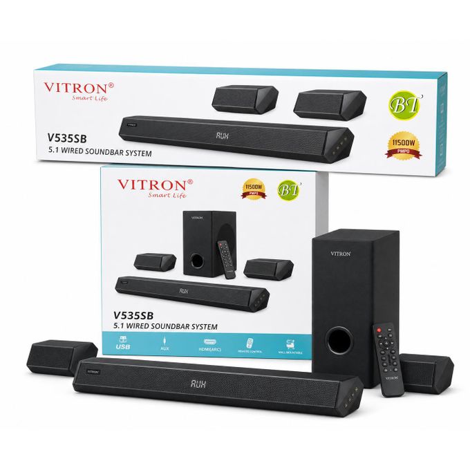 Vitron V535SB 11500watts PMPO 5.1 wired soundbar system high quality Sound Bar System with Subwoofer, HDMI ARC, USB & AU-1 YEAR WARRANTY