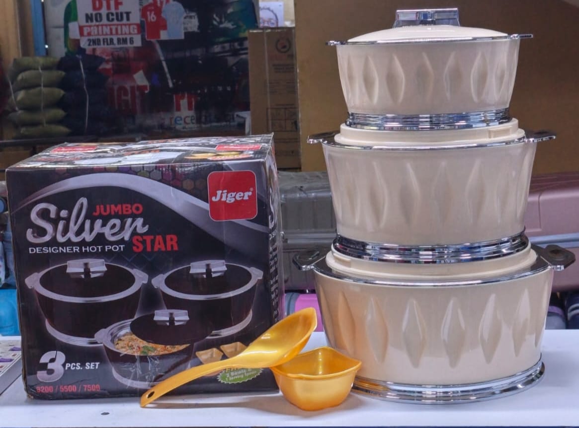 🍲✨ 3PCS JUMBO SILVER STAR HOTPOT SET – EXTRA LARGE CAPACITY FOR BIG FAMILIES 🥳💥

Serve your meals in style with this durable, elegant, and super spacious hotpot set designed for family gatherings,