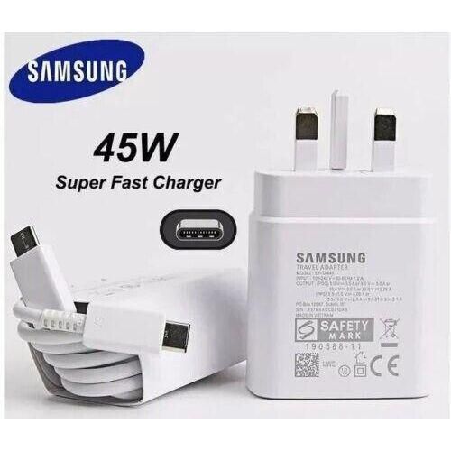 Samsung Samsung 45W USB C Plug For Samsung, For All Type C Devices SuperFast Charger Plug And Cable 1M, USB C Super Fast Charger For Galaxy S23 Ultra/S22+/S22 Ultra/S21/S20/A13/A14/A54 5G, UK Type C C
