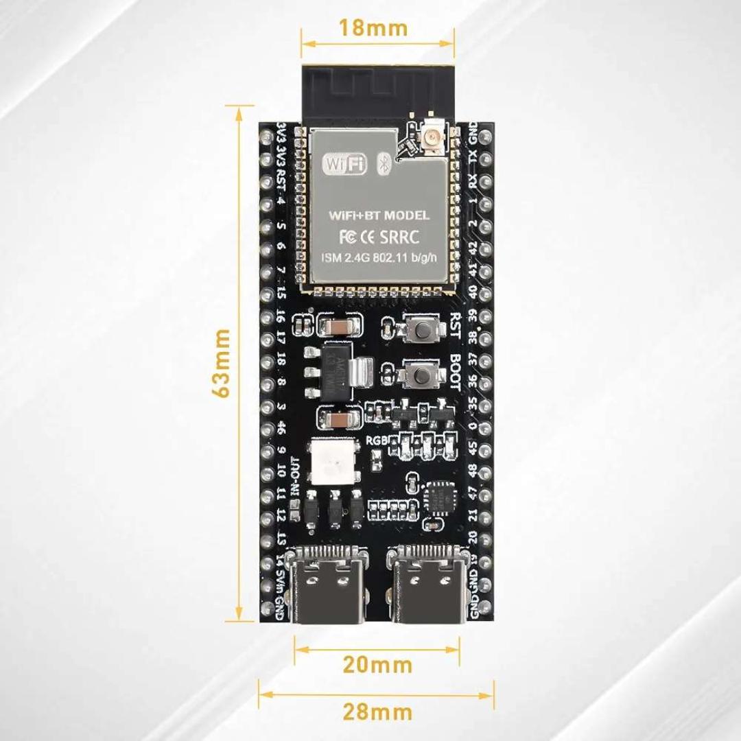 ESP32-S3 Development Board Dual Type-C USB Port WiFi Bluetooth Microcontroller Board for IoT Electronics Programming and DIY Projects