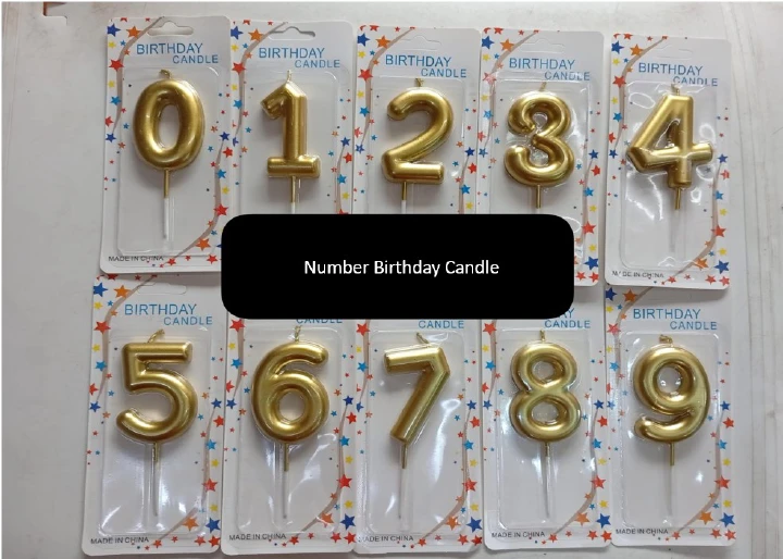 Gold Number Birthday Candle Set (0–9) – 1PC Gold Cake Topper Candle for Birthday, Anniversary & Celebration Party Decorations Elegant Dessert Supplies