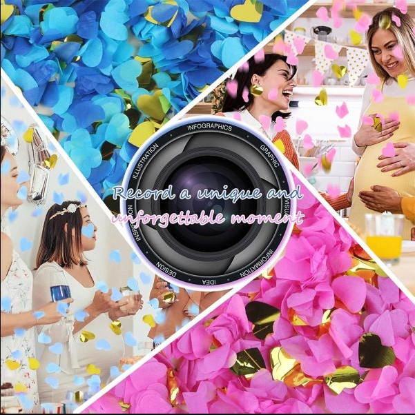 Gender Reveal Confetti Poppers – 30cm & 40cm Pink or Blue Surprise Cannons for Baby Shower Celebration Party Decorations | Fun Gender Reveal Party Supplies Ideal for indoor and outdoor celebrations,
