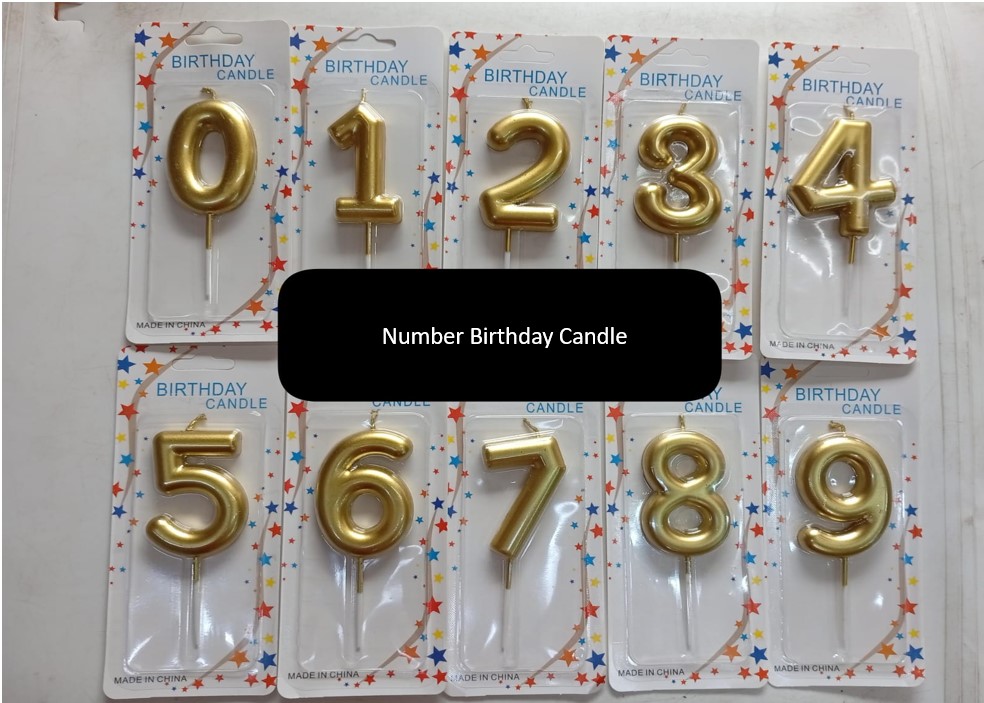 Gold Number Birthday Candle Set (0–9) – 1PC Gold Cake Topper Candle for Birthday, Anniversary & Celebration Party Decorations Elegant Dessert Supplies