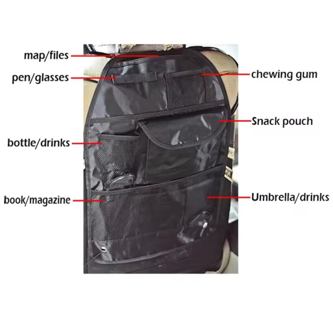 Car Back Seat Organizer – 41.5×61cm Storage Holder,Multifunctional  Durable Auto Seat Back Organizer with Multiple Pockets, Black Interior Accessory for Travel, Kids Essentials & Car Tidiness