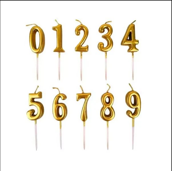 Gold Number Birthday Candle Set (0–9) – 1PC Gold Cake Topper Candle for Birthday, Anniversary & Celebration Party Decorations Elegant Dessert Supplies