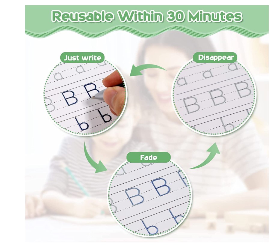 Sank Magic Practice Copybooks Reusable Handwriting Learning Set for Kids Early Education Writing Tracing Books for Numbers Alphabet Math and Drawing with Magic Ink Fading Pages and Guided Stroke Train