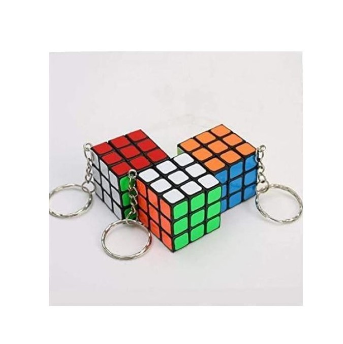 Puzzle Cube Keychain Mini 3x3 Functional Rotating Brain Teaser Toy with Metal Ring Attachment Portable Educational Fidget Puzzle for Bags Keys and Travel Entertainment Puzzle Cube Keychain
