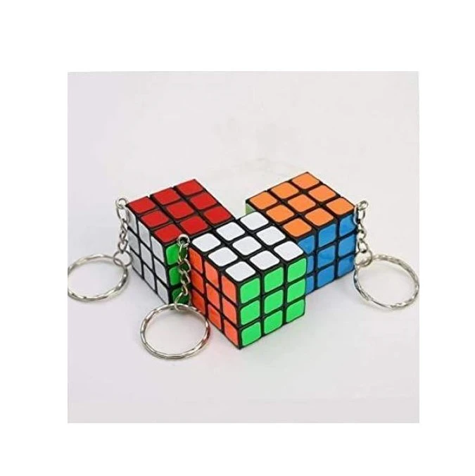Puzzle Cube Keychain Mini 3x3 Functional Rotating Brain Teaser Toy with Metal Ring Attachment Portable Educational Fidget Puzzle for Bags Keys and Travel Entertainment Puzzle Cube Keychain