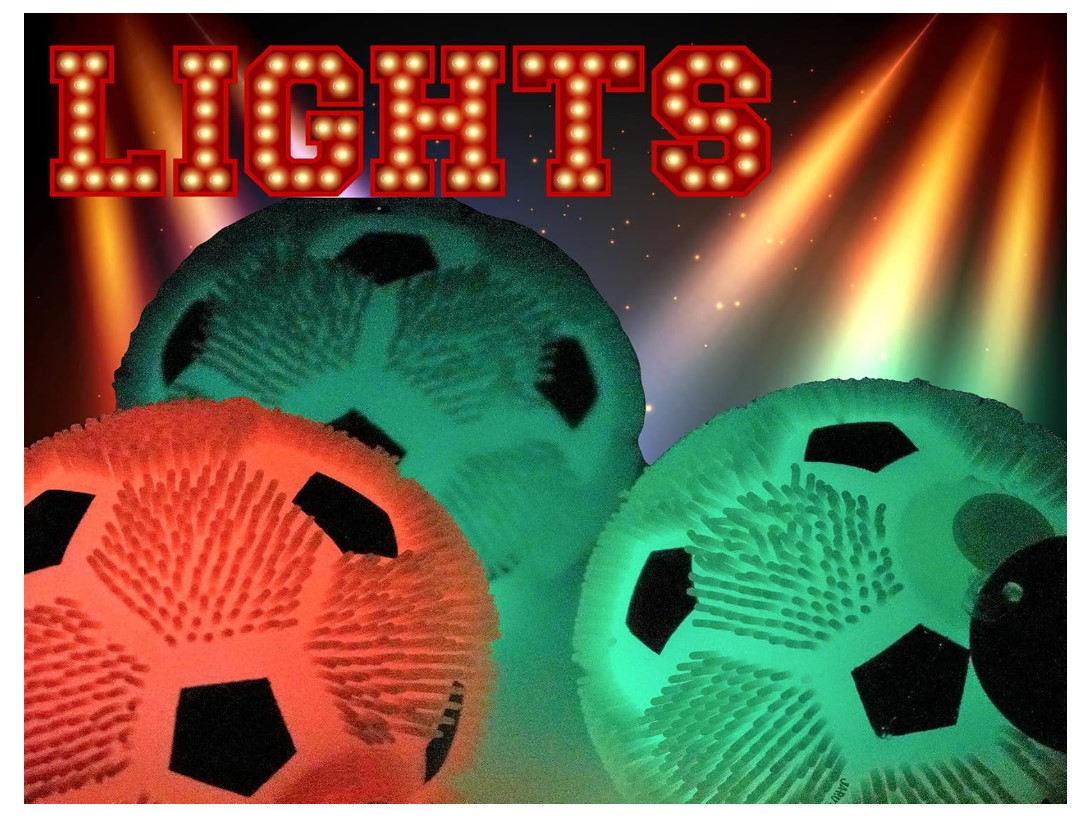 Flashing Spiky Soccer Ball Sensory 75mm Toy for Kids and Pets Light Up Bouncy Stress Relief Squeaky Rubber Interactive Play Ball with Soft Spikes and LED Flash Effects Flashing Spiky Soccer Ball