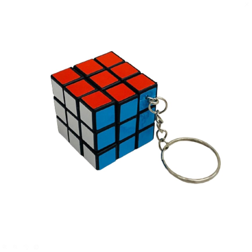 Puzzle Cube Keychain Mini 3x3 Functional Rotating Brain Teaser Toy with Metal Ring Attachment Portable Educational Fidget Puzzle for Bags Keys and Travel Entertainment Puzzle Cube Keychain