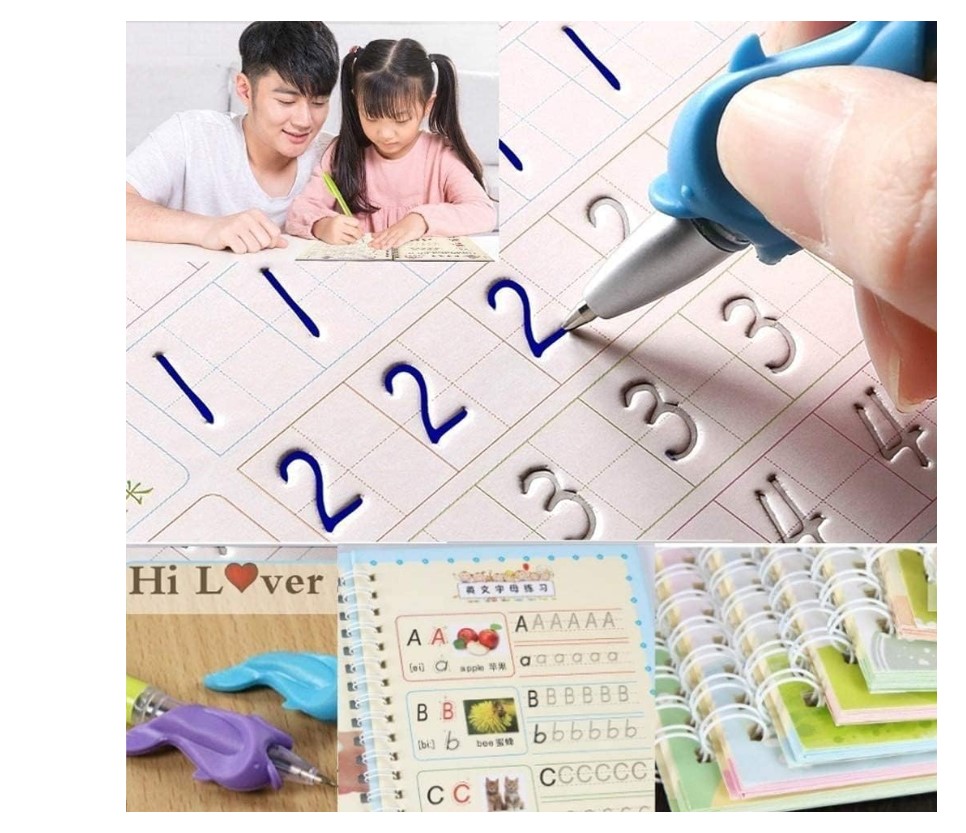 Sank Magic Practice Copybooks Reusable Handwriting Learning Set for Kids Early Education Writing Tracing Books for Numbers Alphabet Math and Drawing with Magic Ink Fading Pages and Guided Stroke Train
