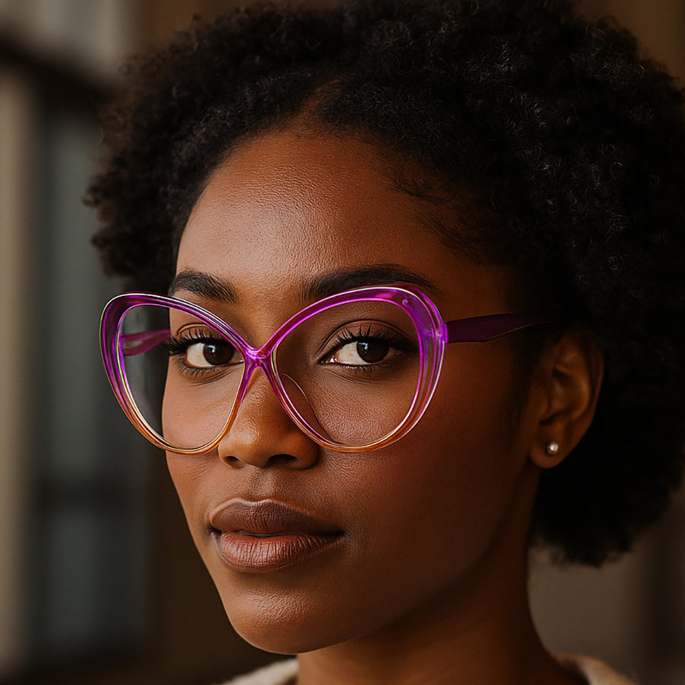 New Cross Triangle Cat Eye Anti Blue Light Glasses European Korean Style Minimal Elegant Plain Lens Eyewear