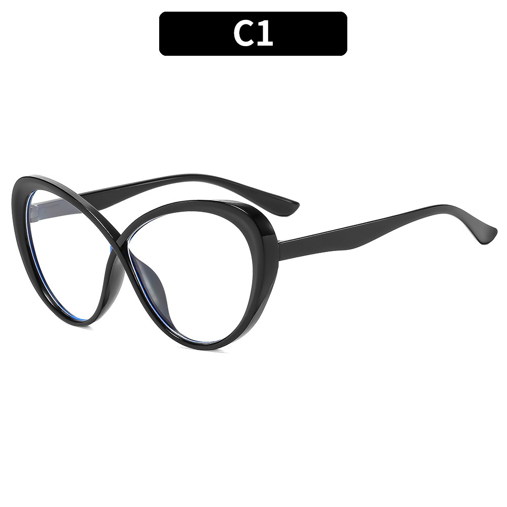 New Cross Triangle Cat Eye Anti Blue Light Glasses European Korean Style Minimal Elegant Plain Lens Eyewear
