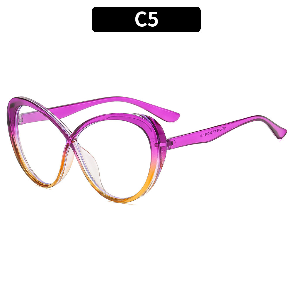 New Cross Triangle Cat Eye Anti Blue Light Glasses European Korean Style Minimal Elegant Plain Lens Eyewear