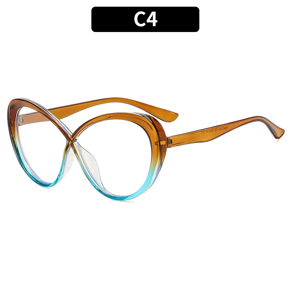 New Cross Triangle Cat Eye Anti Blue Light Glasses European Korean Style Minimal Elegant Plain Lens Eyewear