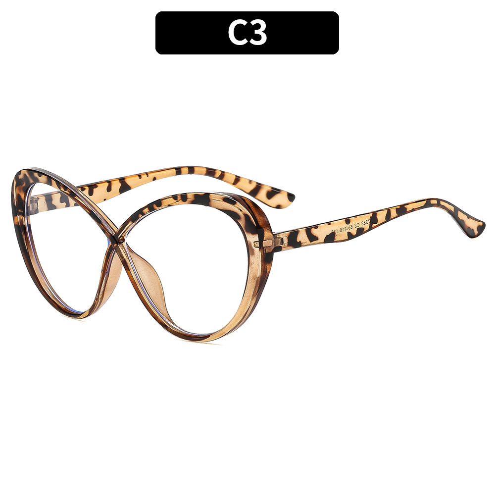 New Cross Triangle Cat Eye Anti Blue Light Glasses European Korean Style Minimal Elegant Plain Lens Eyewear