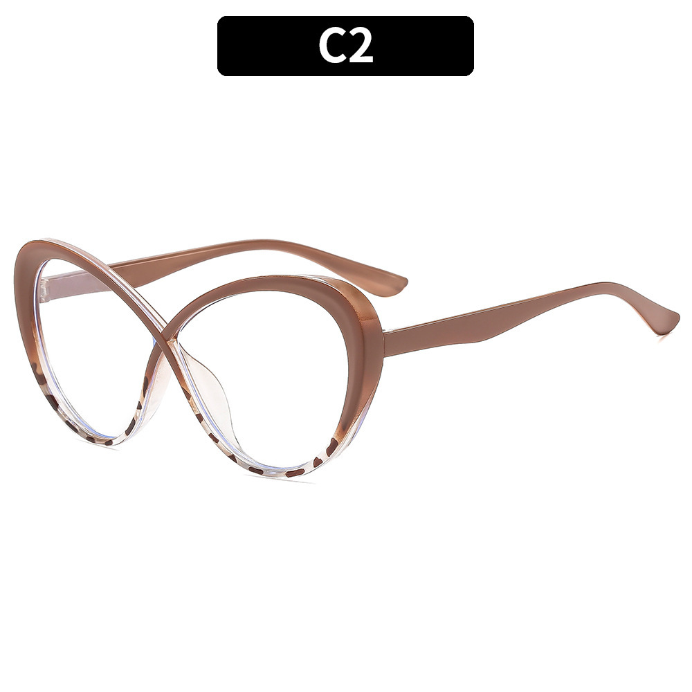 New Cross Triangle Cat Eye Anti Blue Light Glasses European Korean Style Minimal Elegant Plain Lens Eyewear