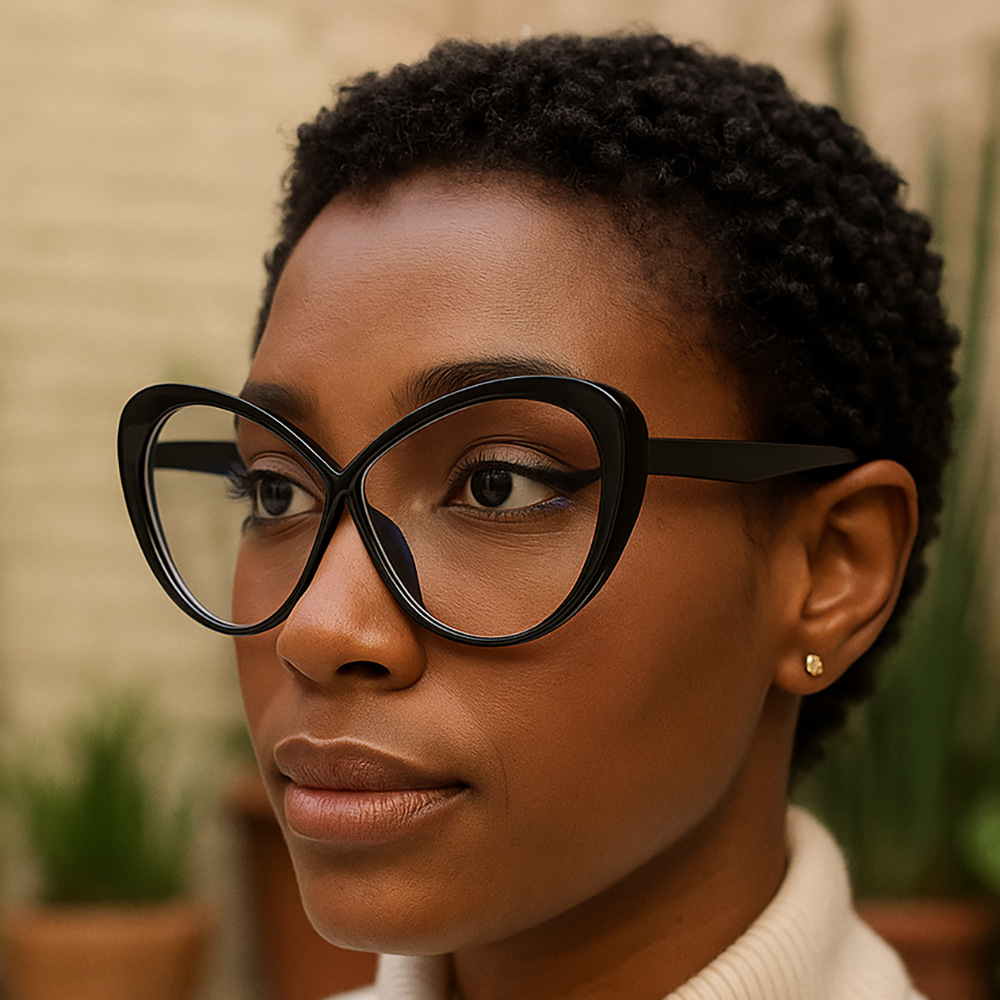 New Cross Triangle Cat Eye Anti Blue Light Glasses European Korean Style Minimal Elegant Plain Lens Eyewear