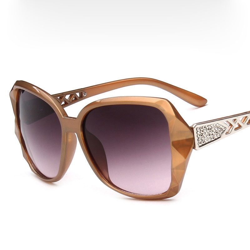 Elegant Polygonal Women Sunglasses, Rhinestone Hollow Temple, UV400 PC Lenses, Black/White Frames & Solid/Gradient Lens Choices, Outdoor Holiday Eyewear