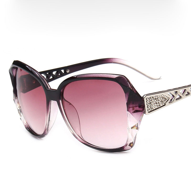 Elegant Polygonal Women Sunglasses, Rhinestone Hollow Temple, UV400 PC Lenses, Black/White Frames & Solid/Gradient Lens Choices, Outdoor Holiday Eyewear