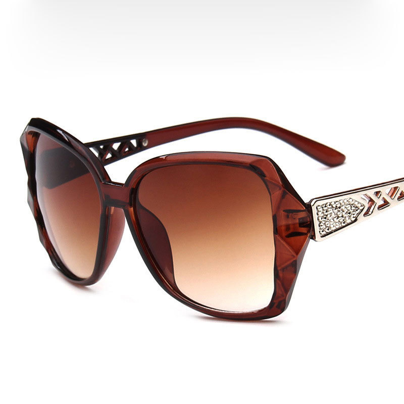Elegant Polygonal Women Sunglasses, Rhinestone Hollow Temple, UV400 PC Lenses, Black/White Frames & Solid/Gradient Lens Choices, Outdoor Holiday Eyewear