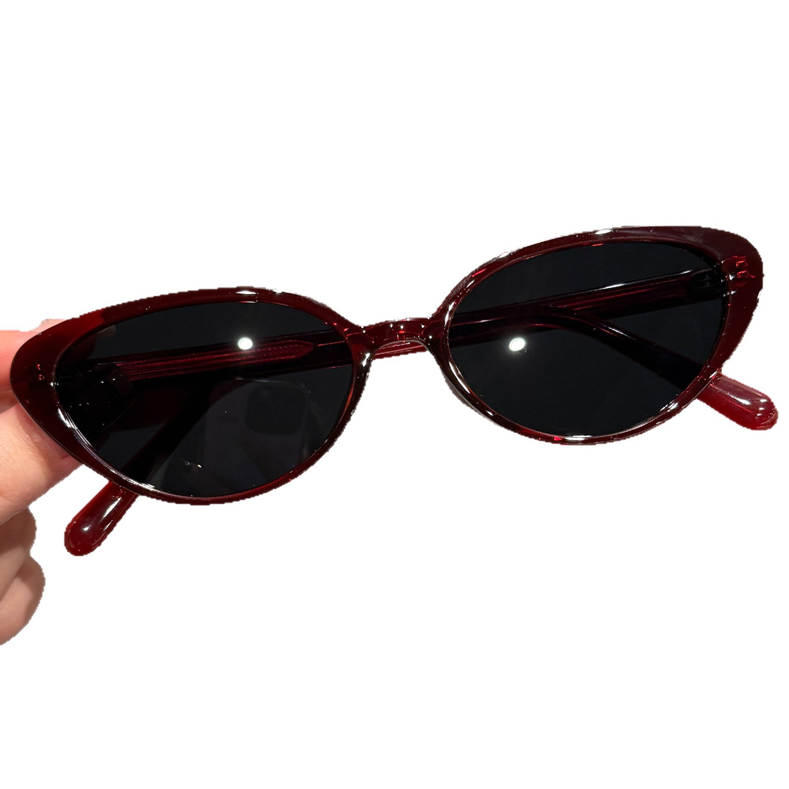 Vintage Wine Red Cat Eye Polarized Sunglasses for Women UV Protection Fashion Skin Brightening Eyeglasses Custom Prescription Myopia Shades