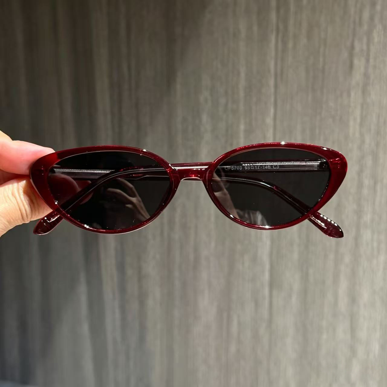 Vintage Wine Red Cat Eye Polarized Sunglasses for Women UV Protection Fashion Skin Brightening Eyeglasses Custom Prescription Myopia Shades