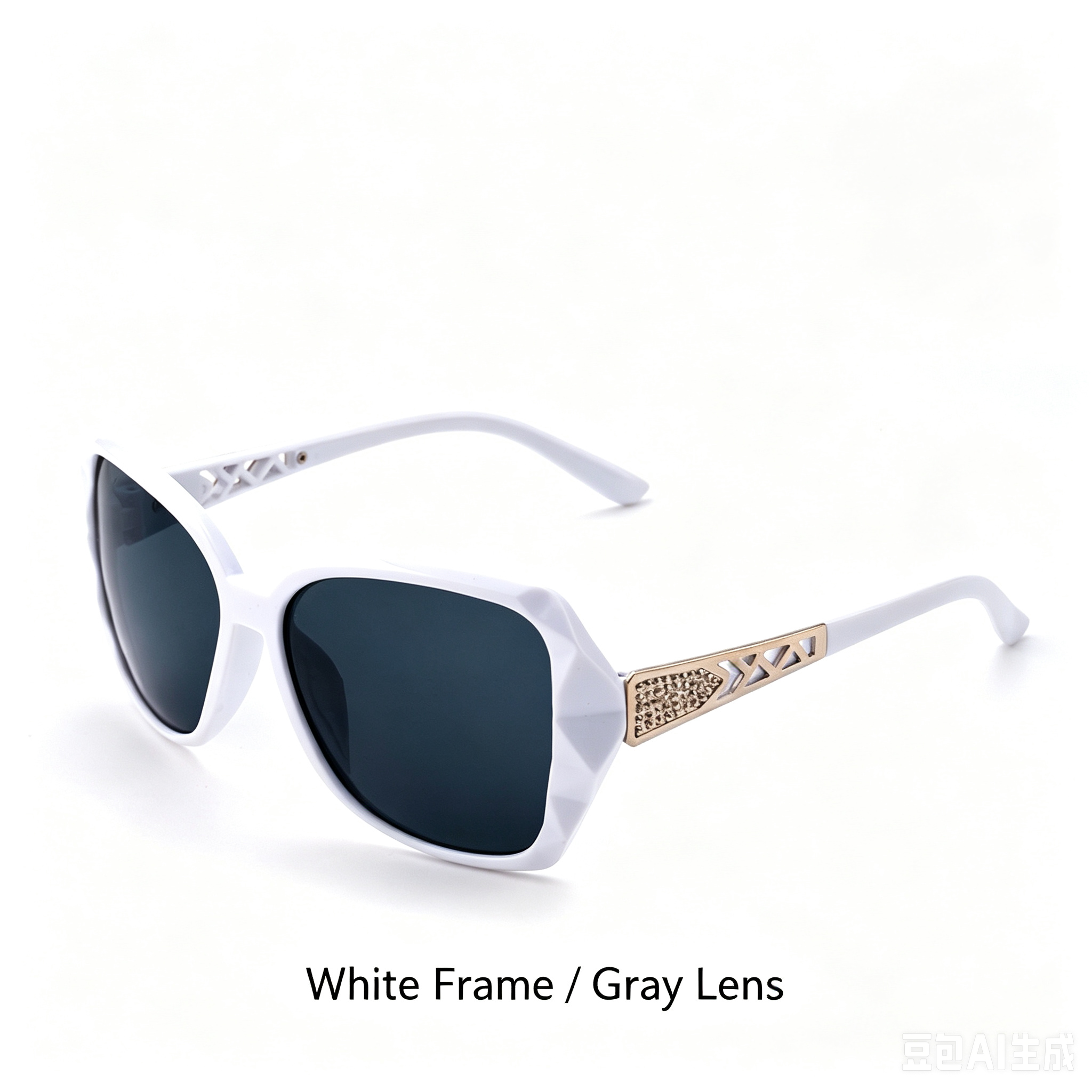 Elegant Polygonal Women Sunglasses, Rhinestone Hollow Temple, UV400 PC Lenses, Black/White Frames & Solid/Gradient Lens Choices, Outdoor Holiday Eyewear