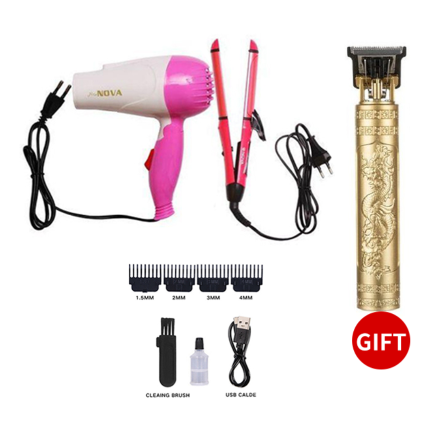 Fashionable Foldable hand hair dryer with 2-in-1 straightener and curler，beautiful and the king of high cost performance
