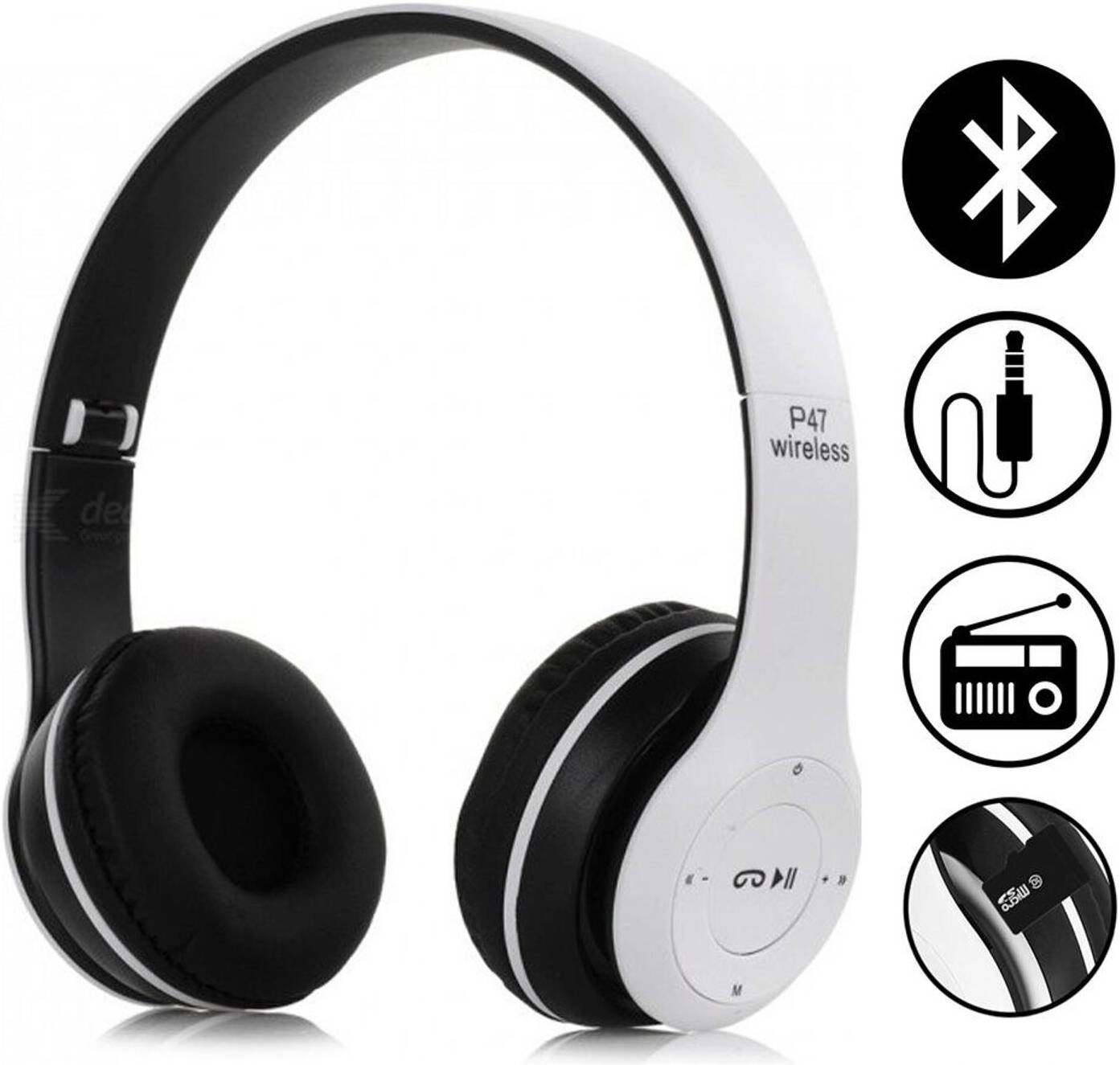 P47 Bluetooth Headset HiFi Stereo Foldable Wireless Sports Headphone ENC Noise Cancellation 24H Playtime Volume Control Bluetooth 5.3 IPX4 long battery life Deep Bass I