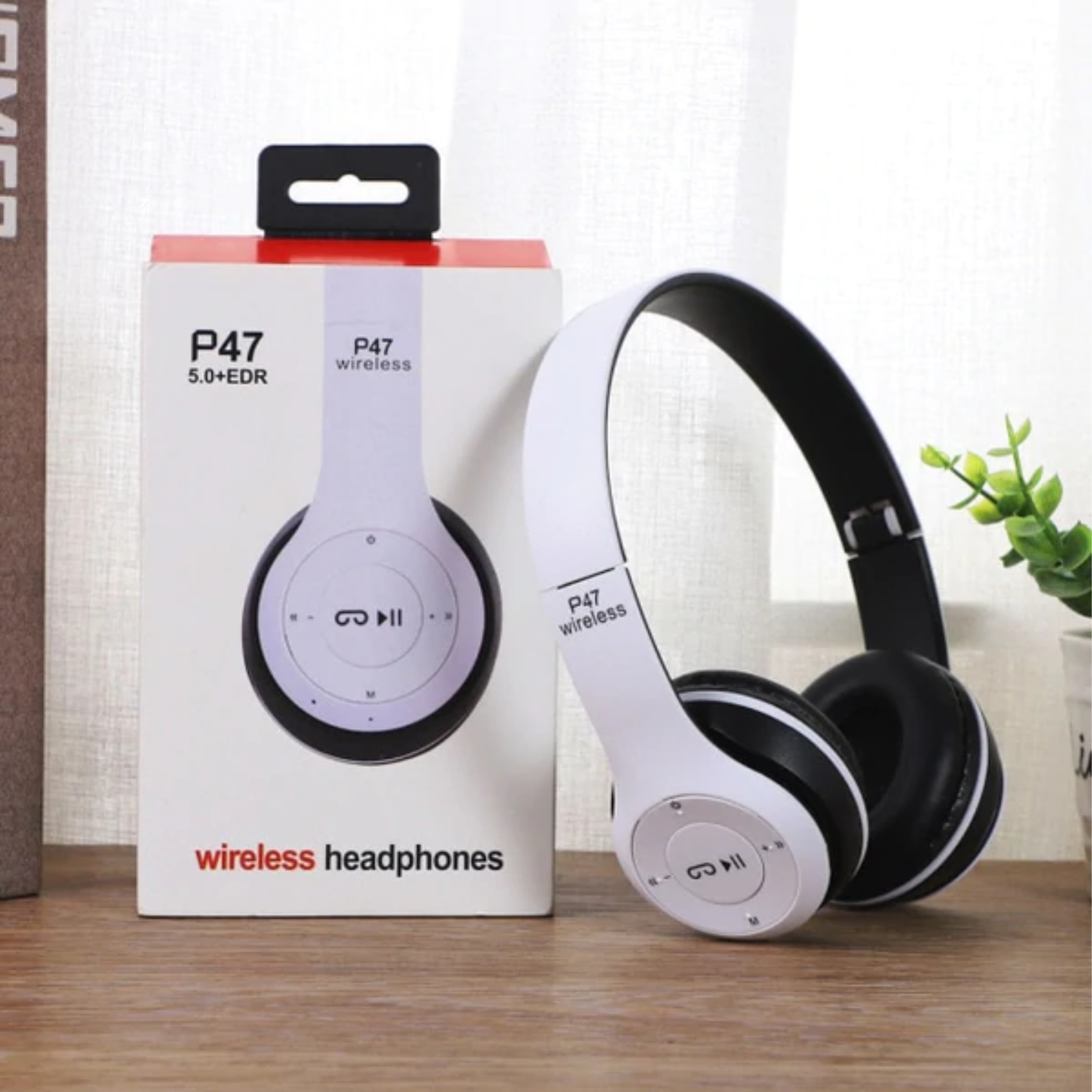 P47 Bluetooth Headset HiFi Stereo Foldable Wireless Sports Headphone ENC Noise Cancellation 24H Playtime Volume Control Bluetooth 5.3 IPX4 long battery life Deep Bass I