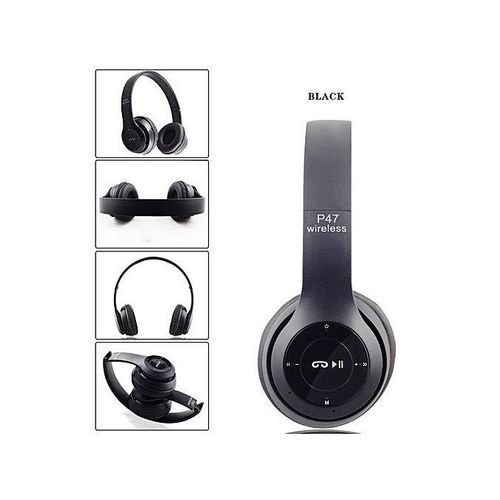 P47 Bluetooth Headset HiFi Stereo Foldable Wireless Sports Headphone ENC Noise Cancellation 24H Playtime Volume Control Bluetooth 5.3 IPX4 long battery life Deep Bass I