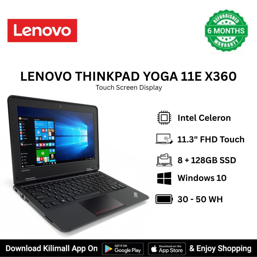 Refurbished Lenovo ThinkPad Yoga 11e X360 1.8GHz Intel Celeron with stylus pen Laptop  8GB RAM 128GB SSD 11.3 inch Full HD Touch Screen Display Ultra-Light Windows 10 Pro HDMI USB Ethernet ports