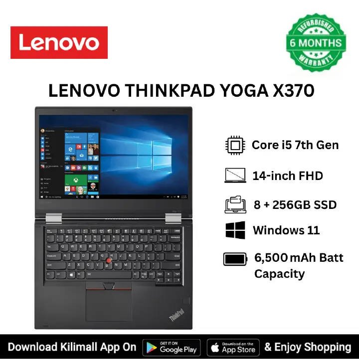 Refurbished Lenovo ThinkPad Yoga X370 laptop 8GB RAM 256GB SSD Intel Core i5 7th Gen 14 Inches FHD NON-TOUCH Display Laptop  BT USB HDMI Audio Jack Port