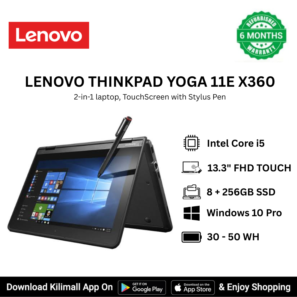 Refurbished Lenovo ThinkPad Yoga 11e X360 2-in-1 laptop with stylus pen Intel Core i5  8GB RAM  256 GB SSD 13.3 inch Full HD TouchScreen Display Ultra-Light  Windows 10 Pro HDMI USB Ethernet port