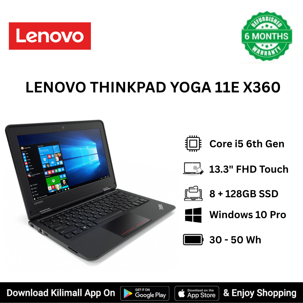 Refurbished Lenovo ThinkPad Yoga 11e X360  2-in-1 laptop Core i5 6th Gen 1.3GHz 8GB RAM 128GB SSD 13.3 inch Full HD Touch Screen Display Ultra-Light   Windows 10 Pro HDMI USB Ethernet ports