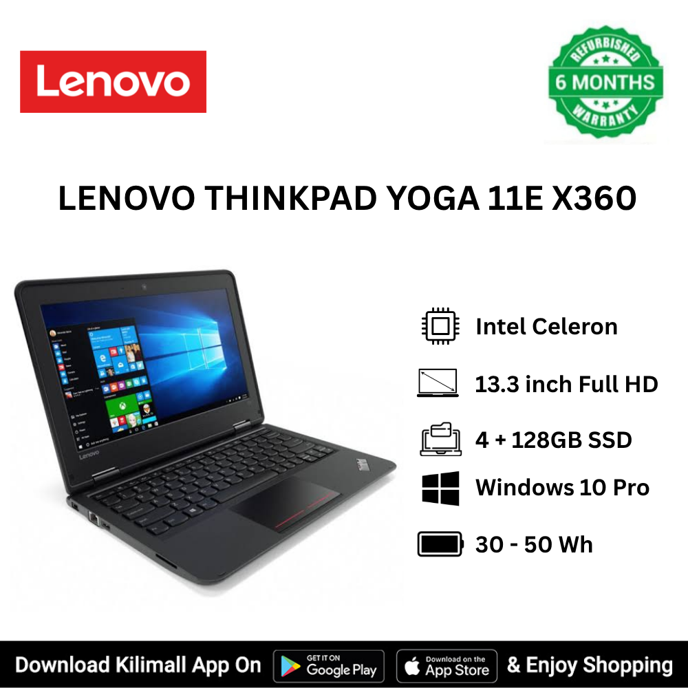 Refurbished Lenovo ThinkPad Yoga 11e X360  2-in-1 laptop  Intel Celeron 1.3GHz 4GB RAM 128GB SSD 13.3 inch Full HD Non Touch Screen Display Ultra-Light   Windows 10 Pro HDMI USB Ethernet ports