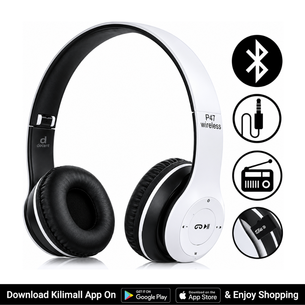 P47 Bluetooth Headset HiFi Stereo Foldable Wireless Sports Headphone ENC Noise Cancellation 24H Playtime Volume Control Bluetooth 5.3 IPX4 long battery life Deep Bass I