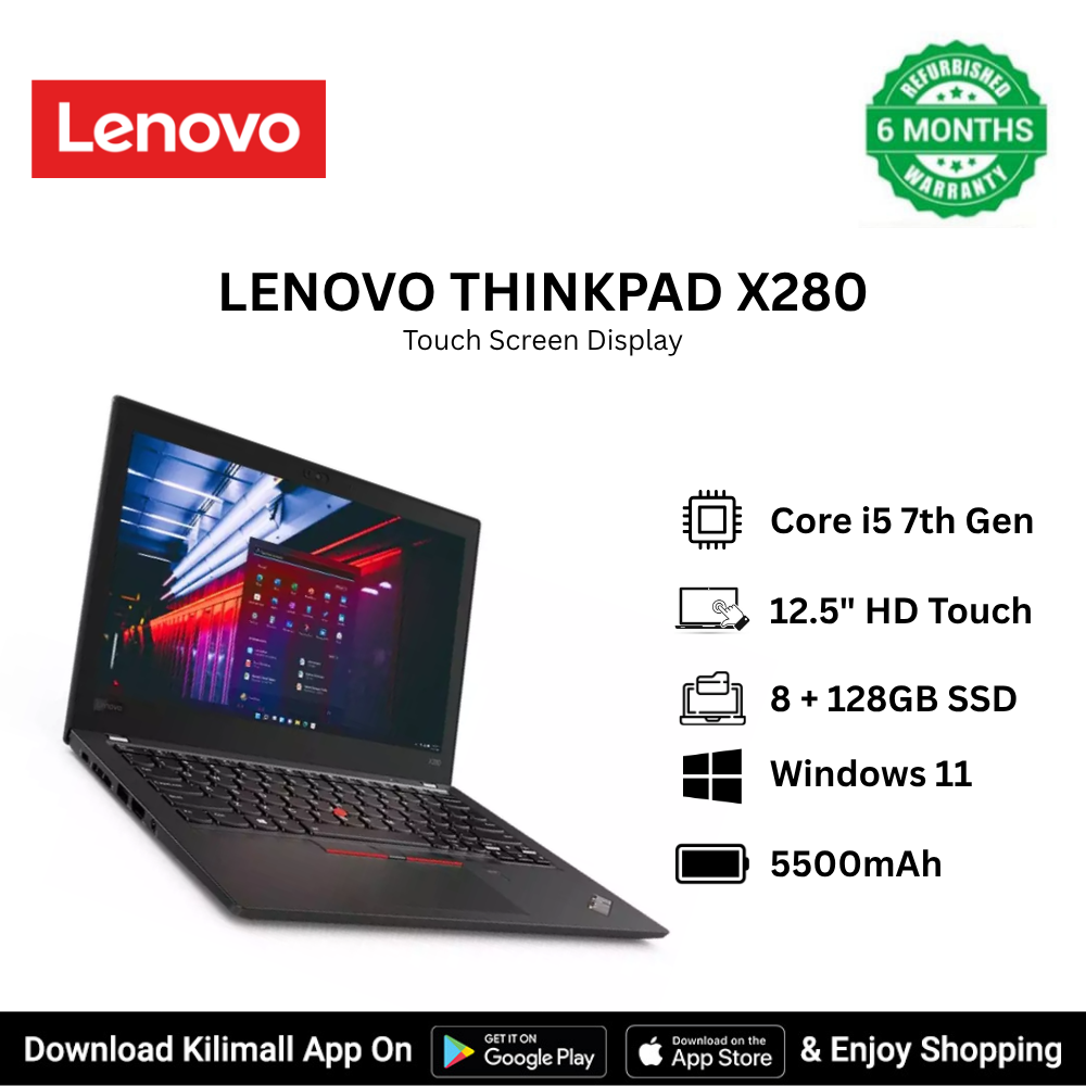Refurbished Lenovo ThinkPad X280 Intel Core i5 7th Gen 12.5-inch HD Touchscreen Display laptop 8GB RAM 256GB SSD Lightweight Students & Business  laptop USB  HDMI VGA Wi-Fi ports Bluetooth HD webcam