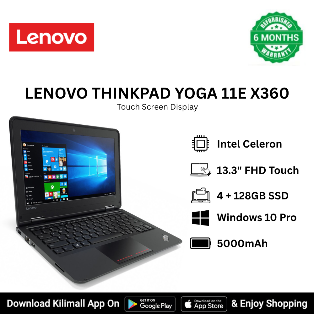 Refurbished Lenovo ThinkPad Yoga 11e X360 2-in-1 laptop Intel Celeron 1.3GHz 8GB RAM 128GB SSD 13.3 inch Full HD Touch Screen Display Ultra-Light Windows 10 Pro HDMI USB Ethernet ports