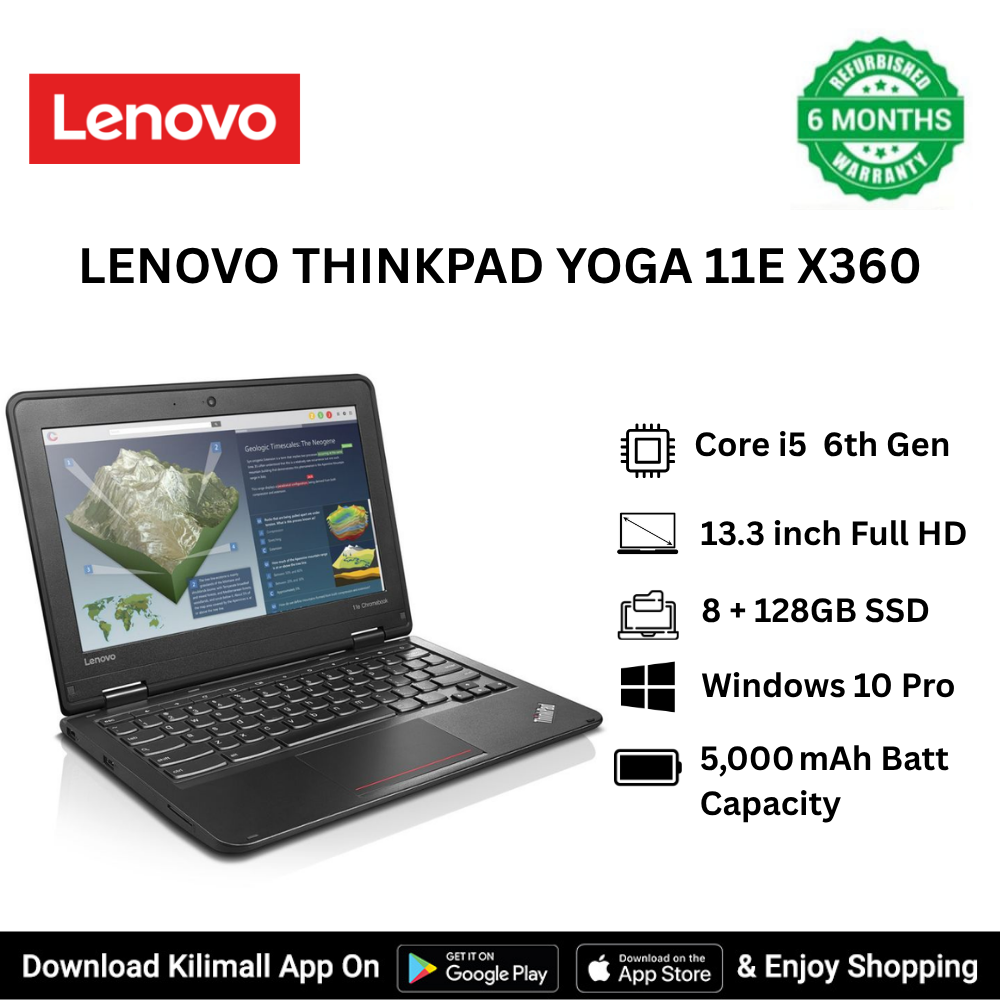 Refurbished Lenovo ThinkPad Yoga 11e X360 2-in-1 laptop Intel core i5  6th gen  1.3GHz 8GB RAM 128GB SSD 13.3 inch Full HD Touch Screen Display Ultra-Light Windows 10 Pro HDMI USB Ethernet ports